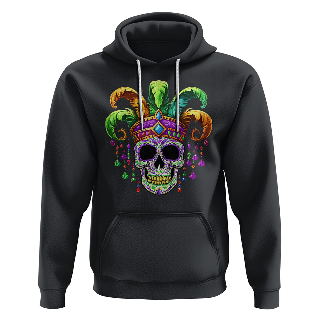 Mardi Gras Beads Sugar Skull Fat Tuesday New Orleans Hoodie TS09 Black Printyourwear