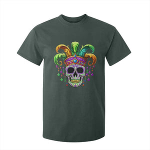 Mardi Gras Beads Sugar Skull Fat Tuesday New Orleans T Shirt For Kid TS09 Dark Forest Green Print Your Wear