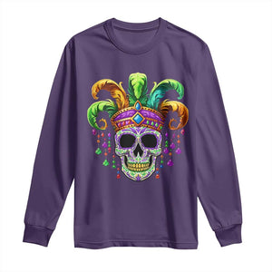 Mardi Gras Beads Sugar Skull Fat Tuesday New Orleans Long Sleeve Shirt TS09 Purple Print Your Wear