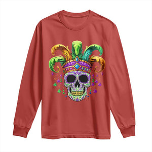 Mardi Gras Beads Sugar Skull Fat Tuesday New Orleans Long Sleeve Shirt TS09 Red Print Your Wear