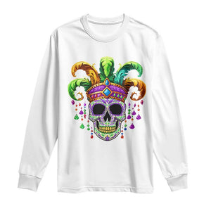 Mardi Gras Beads Sugar Skull Fat Tuesday New Orleans Long Sleeve Shirt TS09 White Print Your Wear