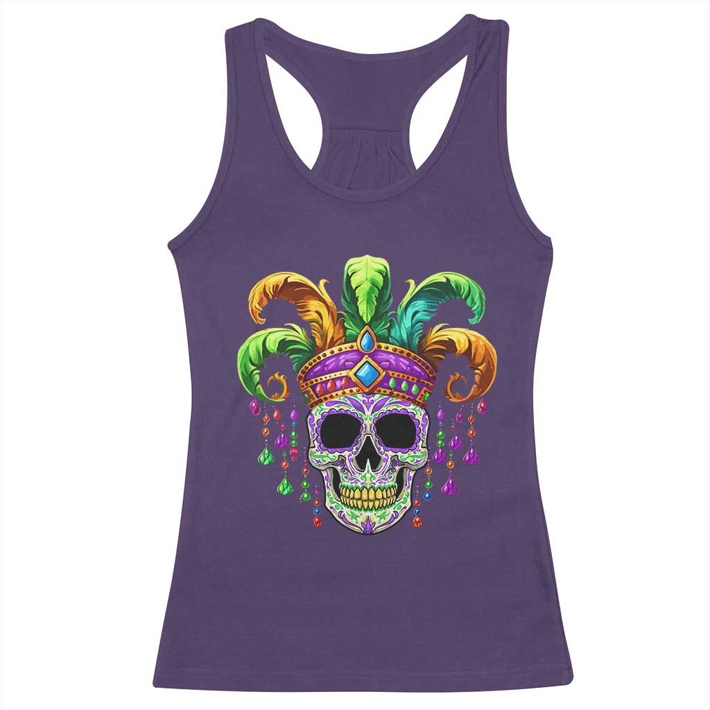 Mardi Gras Beads Sugar Skull Fat Tuesday New Orleans Racerback Tank Top TS09 Purple Print Your Wear