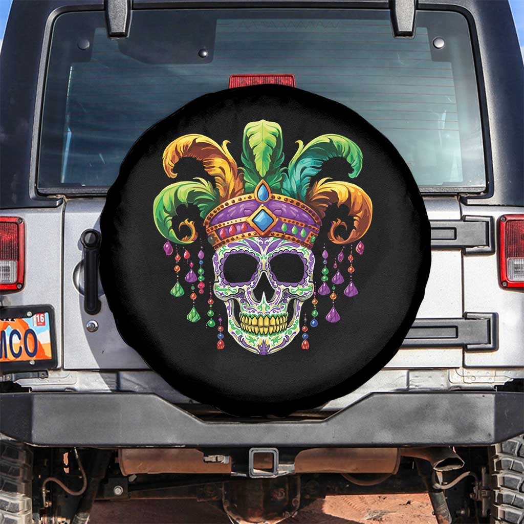 Mardi Gras Beads Sugar Skull Fat Tuesday New Orleans Spare Tire Cover TS09 No hole Black Print Your Wear