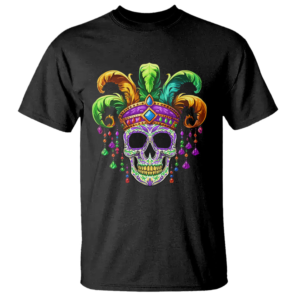 Mardi Gras Beads Sugar Skull Fat Tuesday New Orleans T Shirt TS09 Black Printyourwear