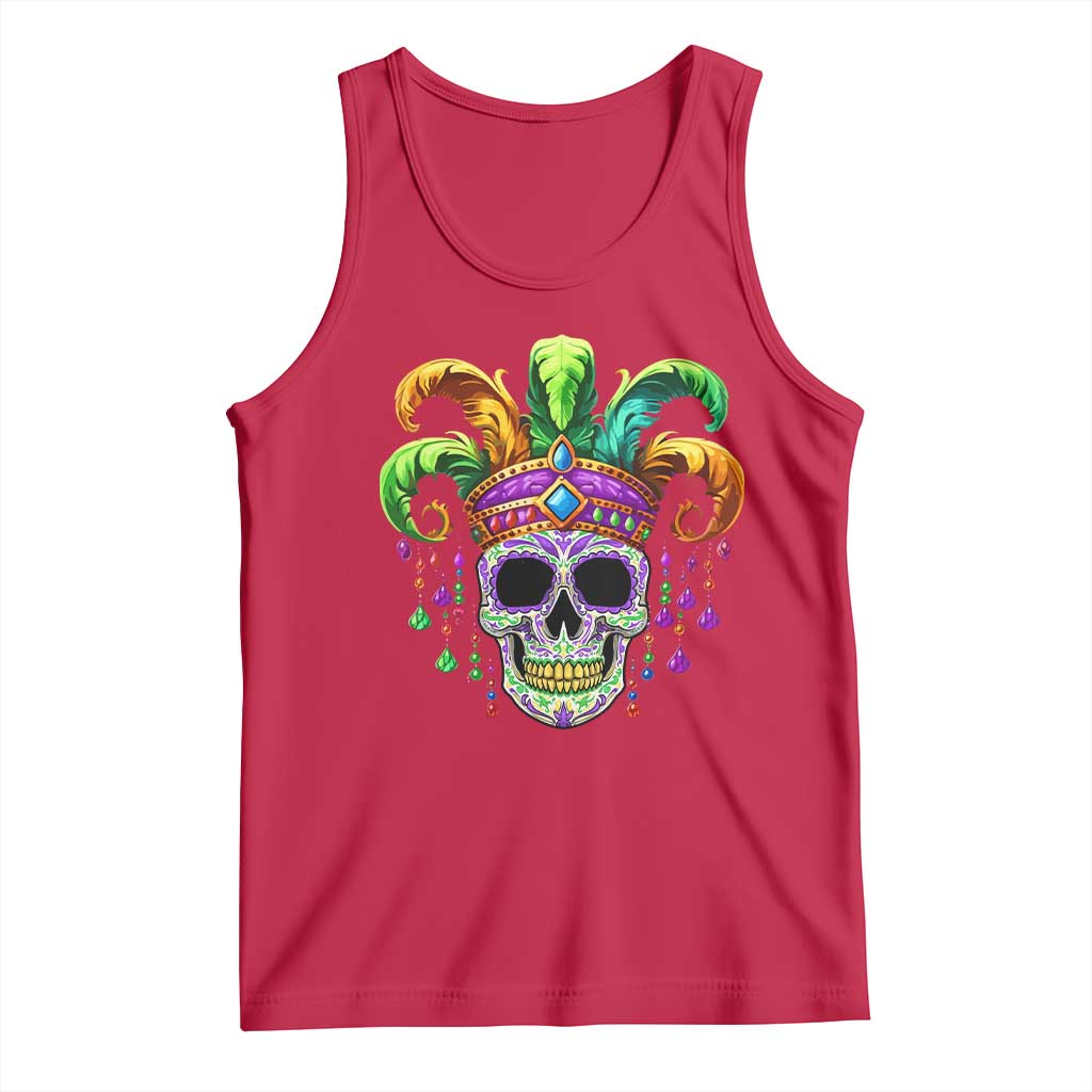 Mardi Gras Beads Sugar Skull Fat Tuesday New Orleans Tank Top TS09 Red Print Your Wear