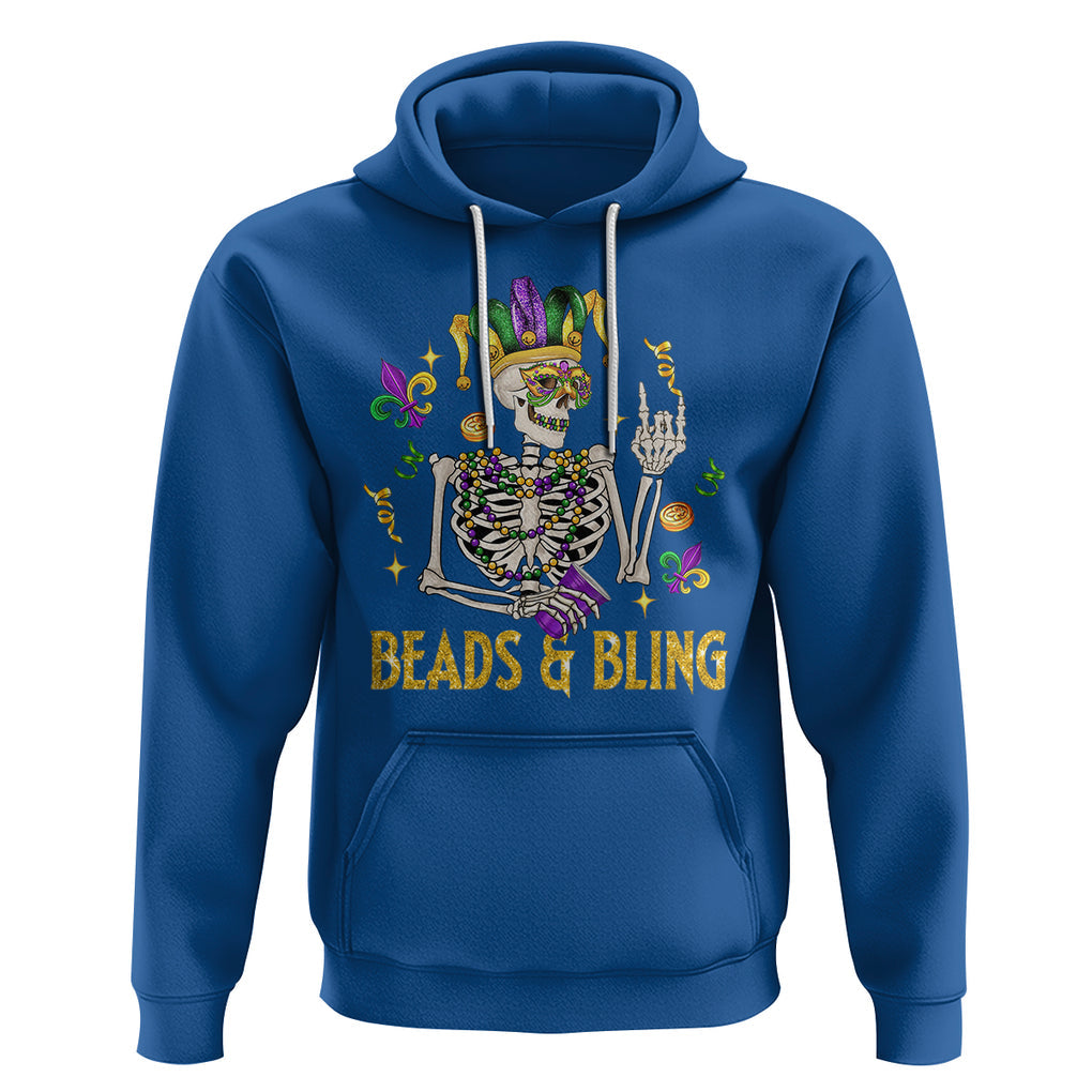 Mardi Gras Funny Skeleton Beads And Bling Hoodie TS09 Royal Blue Printyourwear