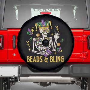 Mardi Gras Funny Skeleton Beads And Bling Spare Tire Cover TS09 Black Print Your Wear