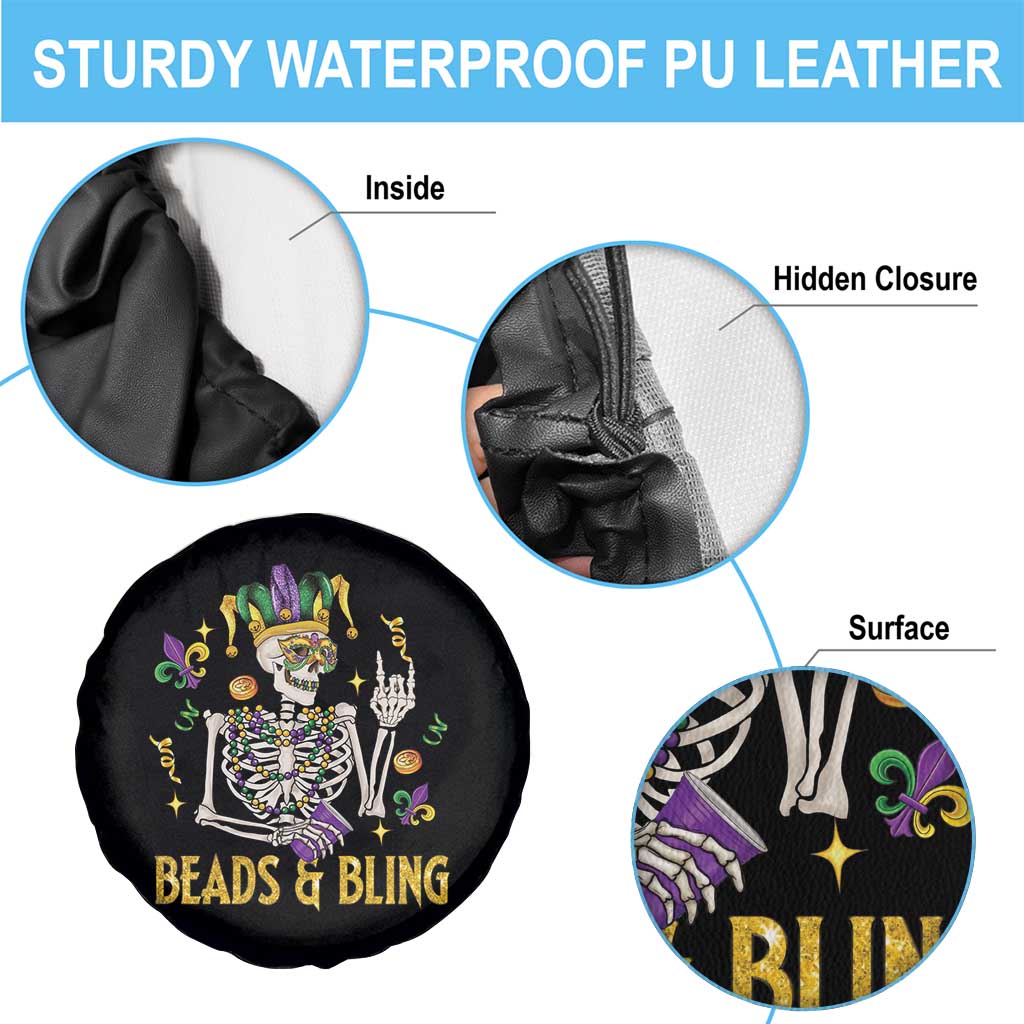 Mardi Gras Funny Skeleton Beads And Bling Spare Tire Cover TS09 Print Your Wear