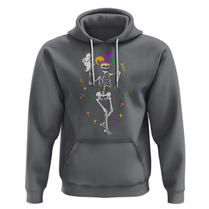 Mardi Gras Funny Jester Skeleton Dancing With Cat Hoodie TS09 Charcoal Printyourwear