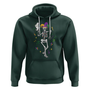 Mardi Gras Funny Jester Skeleton Dancing With Cat Hoodie TS09 Dark Forest Green Printyourwear