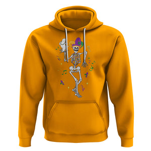 Mardi Gras Funny Jester Skeleton Dancing With Cat Hoodie TS09 Gold Printyourwear