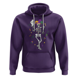 Mardi Gras Funny Jester Skeleton Dancing With Cat Hoodie TS09 Purple Printyourwear