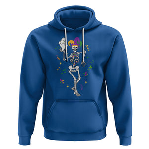 Mardi Gras Funny Jester Skeleton Dancing With Cat Hoodie TS09 Royal Blue Printyourwear