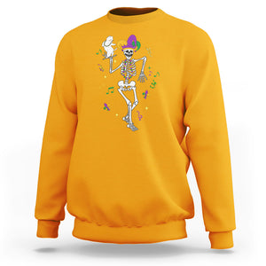Mardi Gras Funny Jester Skeleton Dancing With Cat Sweatshirt TS09 Gold Printyourwear