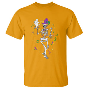 Mardi Gras Funny Jester Skeleton Dancing With Cat T Shirt TS09 Gold Printyourwear