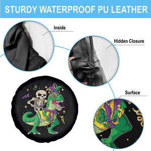 Mardi Gras Funny Skeleton On Dinosaur Jester Beads Spare Tire Cover TS09 Print Your Wear