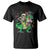 Mardi Gras Funny Skeleton On Dinosaur Jester Beads T Shirt TS09 Black Printyourwear