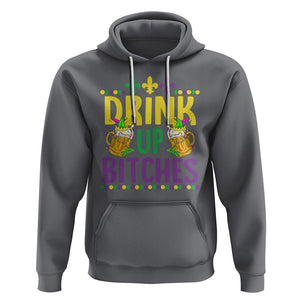 Mardi Gras Hoodie Drink Up Bitch Funny Drinking Team TS09 Charcoal Printyourwear