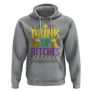 Mardi Gras Hoodie Drink Up Bitch Funny Drinking Team TS09 Sport Gray Printyourwear