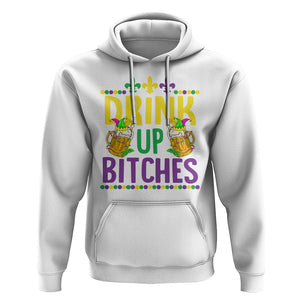 Mardi Gras Hoodie Drink Up Bitch Funny Drinking Team TS09 White Printyourwear