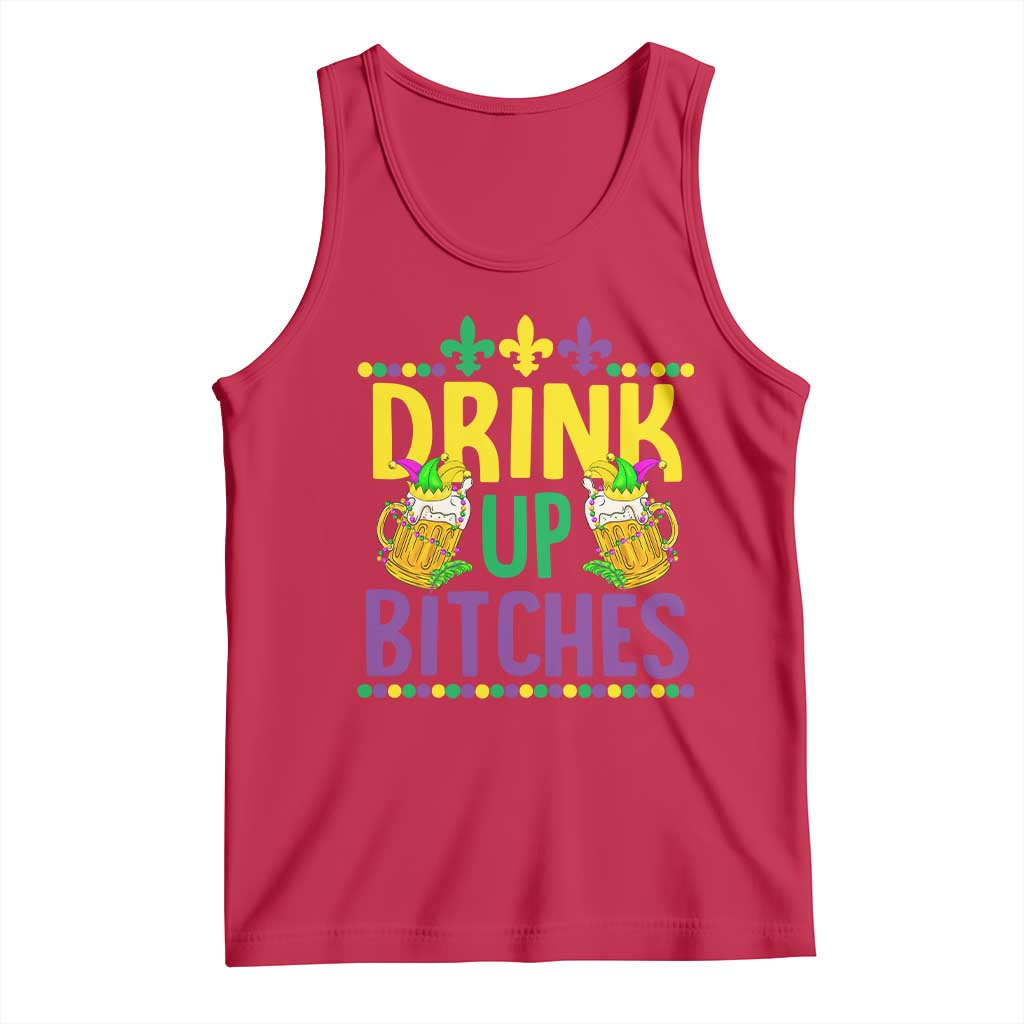 Mardi Gras Tank Top Drink Up Bitch Funny Drinking Team TS09 Red Print Your Wear