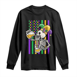 Mardi Gras Beer Lover American Flag Fat Tuesday Parade Long Sleeve Shirt TS09 Black Print Your Wear