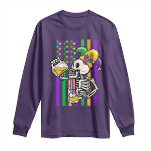 Mardi Gras Beer Lover American Flag Fat Tuesday Parade Long Sleeve Shirt TS09 Purple Print Your Wear