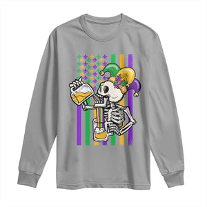 Mardi Gras Beer Lover American Flag Fat Tuesday Parade Long Sleeve Shirt TS09 Sport Gray Print Your Wear