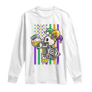 Mardi Gras Beer Lover American Flag Fat Tuesday Parade Long Sleeve Shirt TS09 White Print Your Wear