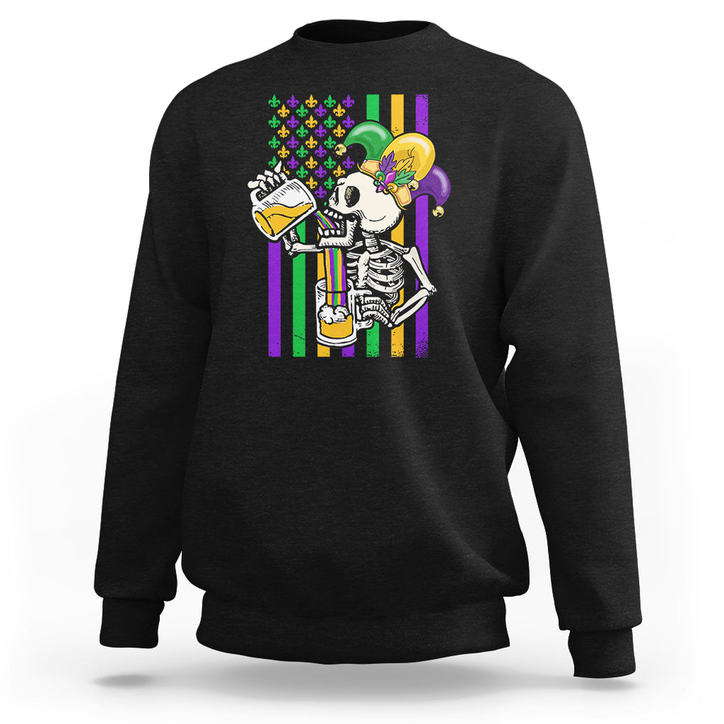 Mardi Gras Beer Lover American Flag Fat Tuesday Parade Sweatshirt TS09 Black Printyourwear