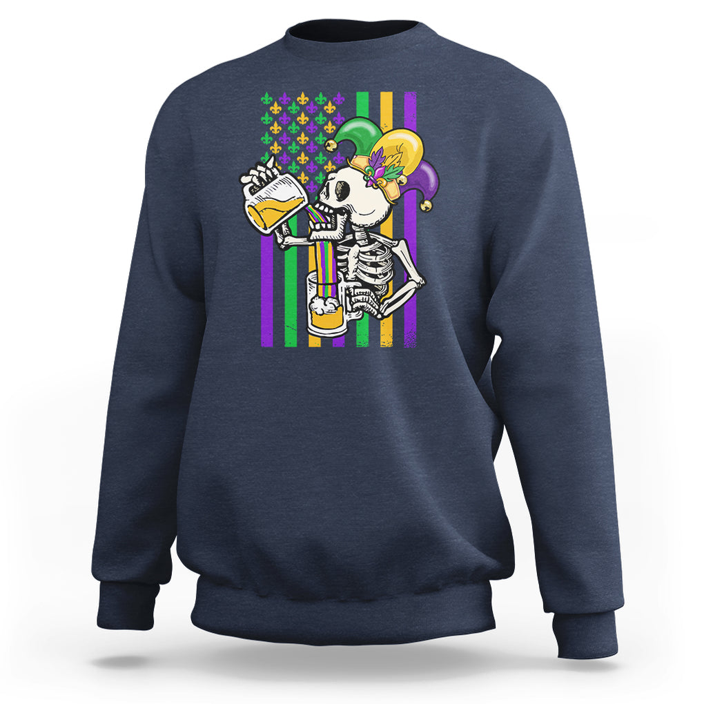Mardi Gras Beer Lover American Flag Fat Tuesday Parade Sweatshirt TS09 Navy Printyourwear