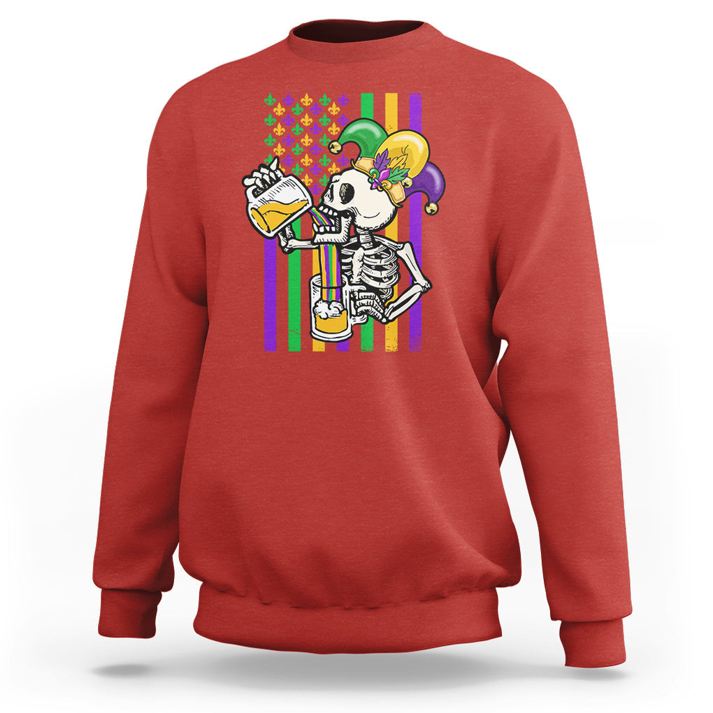 Mardi Gras Beer Lover American Flag Fat Tuesday Parade Sweatshirt TS09 Red Printyourwear