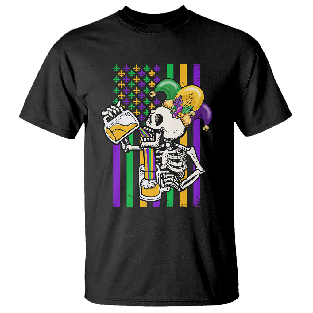 Mardi Gras Beer Lover American Flag Fat Tuesday Parade T Shirt TS09 Black Printyourwear