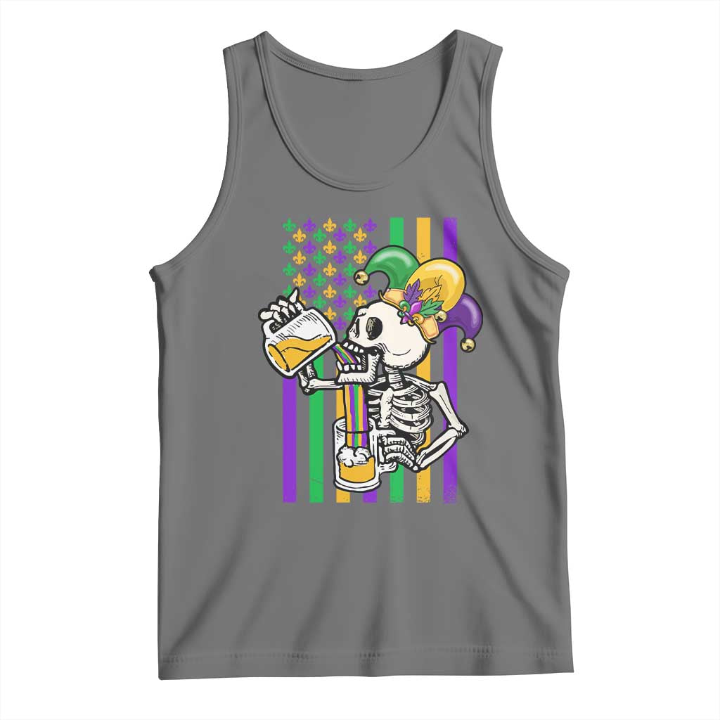 Mardi Gras Beer Lover American Flag Fat Tuesday Parade Tank Top TS09 Black Heather Print Your Wear