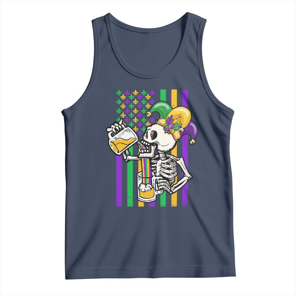 Mardi Gras Beer Lover American Flag Fat Tuesday Parade Tank Top TS09 Navy Print Your Wear