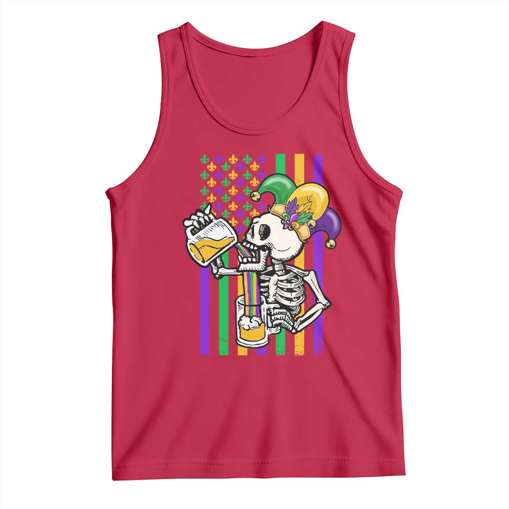 Mardi Gras Beer Lover American Flag Fat Tuesday Parade Tank Top TS09 Red Print Your Wear