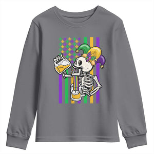 Mardi Gras Beer Lover American Flag Fat Tuesday Parade Youth Sweatshirt TS09 Charcoal Print Your Wear