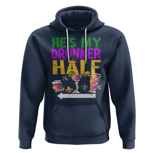 Mardi Gras Hoodie He's My Drunker Half Matching Couple TS09 Navy Printyourwear