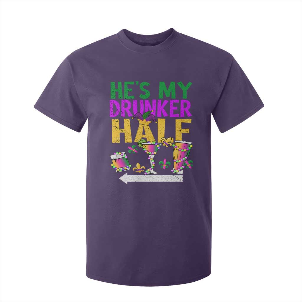 Mardi Gras Couple Matching T Shirt For Kid He's My Drunker Half TS09 Purple Print Your Wear