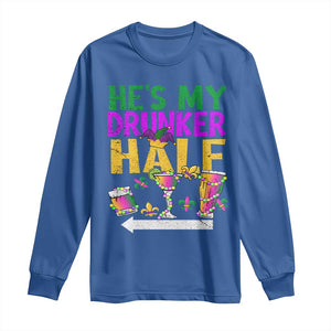 Mardi Gras Couple Matching Long Sleeve Shirt He's My Drunker Half TS09 Royal Blue Print Your Wear