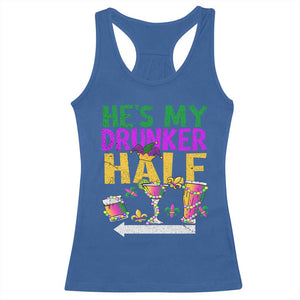 Mardi Gras Couple Matching Racerback Tank Top He's My Drunker Half TS09 Royal Blue Print Your Wear