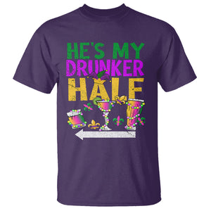 Mardi Gras T Shirt He's My Drunker Half Matching Couple TS09 Purple Printyourwear