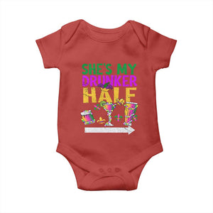 Mardi Gras Couple Matching Baby Onesie She's My Drunker Half TS09 Red Print Your Wear