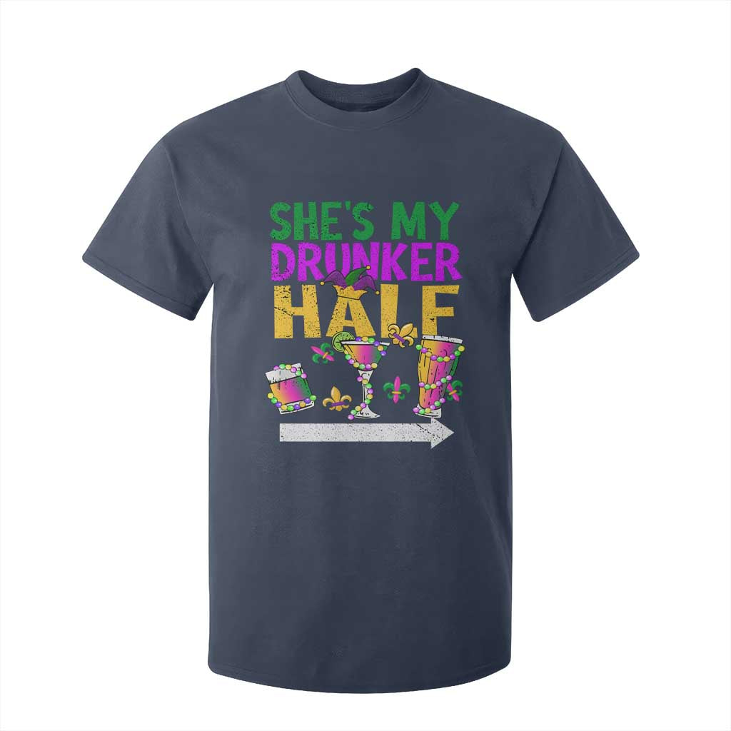 Mardi Gras Couple Matching T Shirt For Kid She's My Drunker Half TS09 Navy Print Your Wear