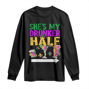 Mardi Gras Couple Matching Long Sleeve Shirt She's My Drunker Half TS09 Black Print Your Wear