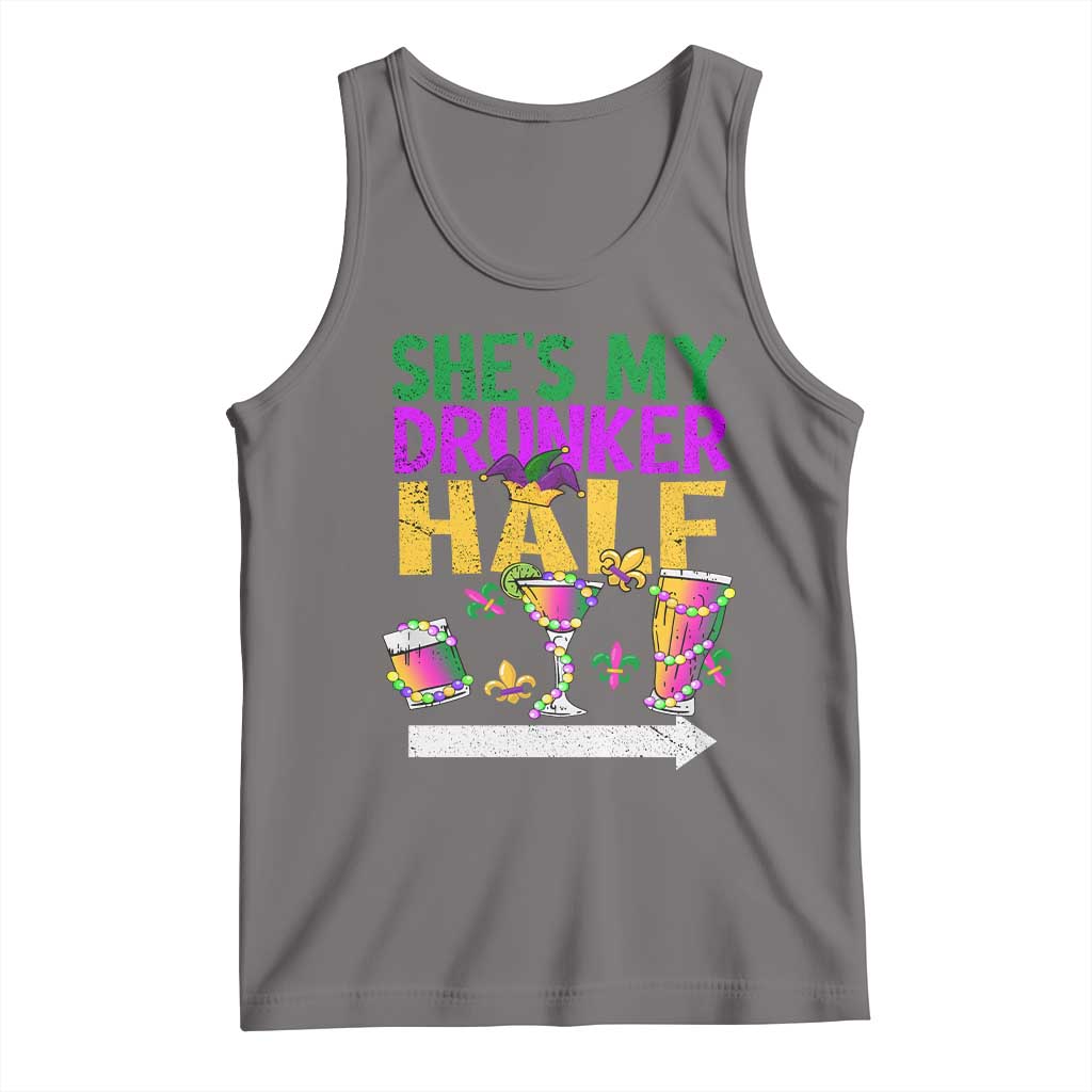 Mardi Gras Couple Matching Tank Top She's My Drunker Half TS09 Deep Heather Print Your Wear