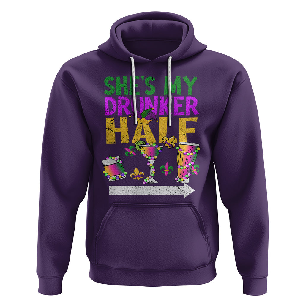 Mardi Gras Hoodie She's My Drunker Half Matching Couple TS09 Purple Printyourwear
