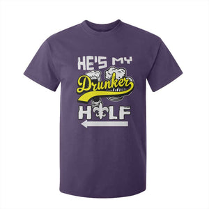 Mardi Gras T Shirt For Kid He's My Drunker Half Matching Couple TS09 Purple Print Your Wear