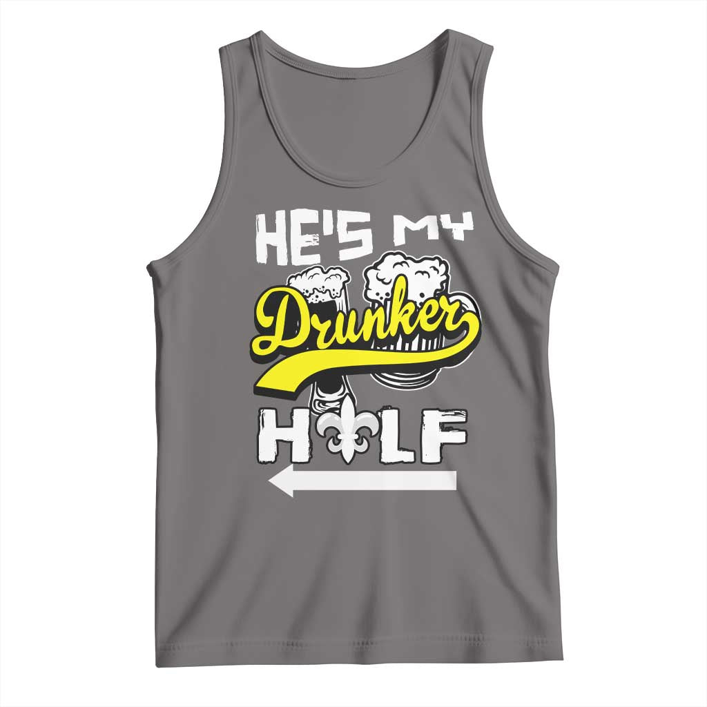 Mardi Gras Tank Top He's My Drunker Half Matching Couple TS09 Deep Heather Print Your Wear