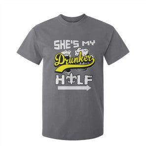 Mardi Gras T Shirt For Kid She's My Drunker Half Matching Couple TS09 Charcoal Print Your Wear